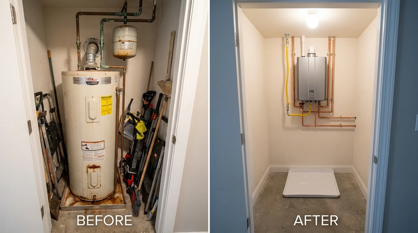 Tank water heater versus wall-mounted tankless unit comparison for Flat Rock, NC homeowners